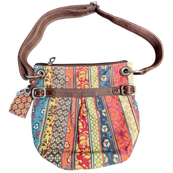 Vintage Fossil Y2K Purse Key Charm Boho Fairycore Patchwork Crossbody Satchel L - Picture 1 of 12